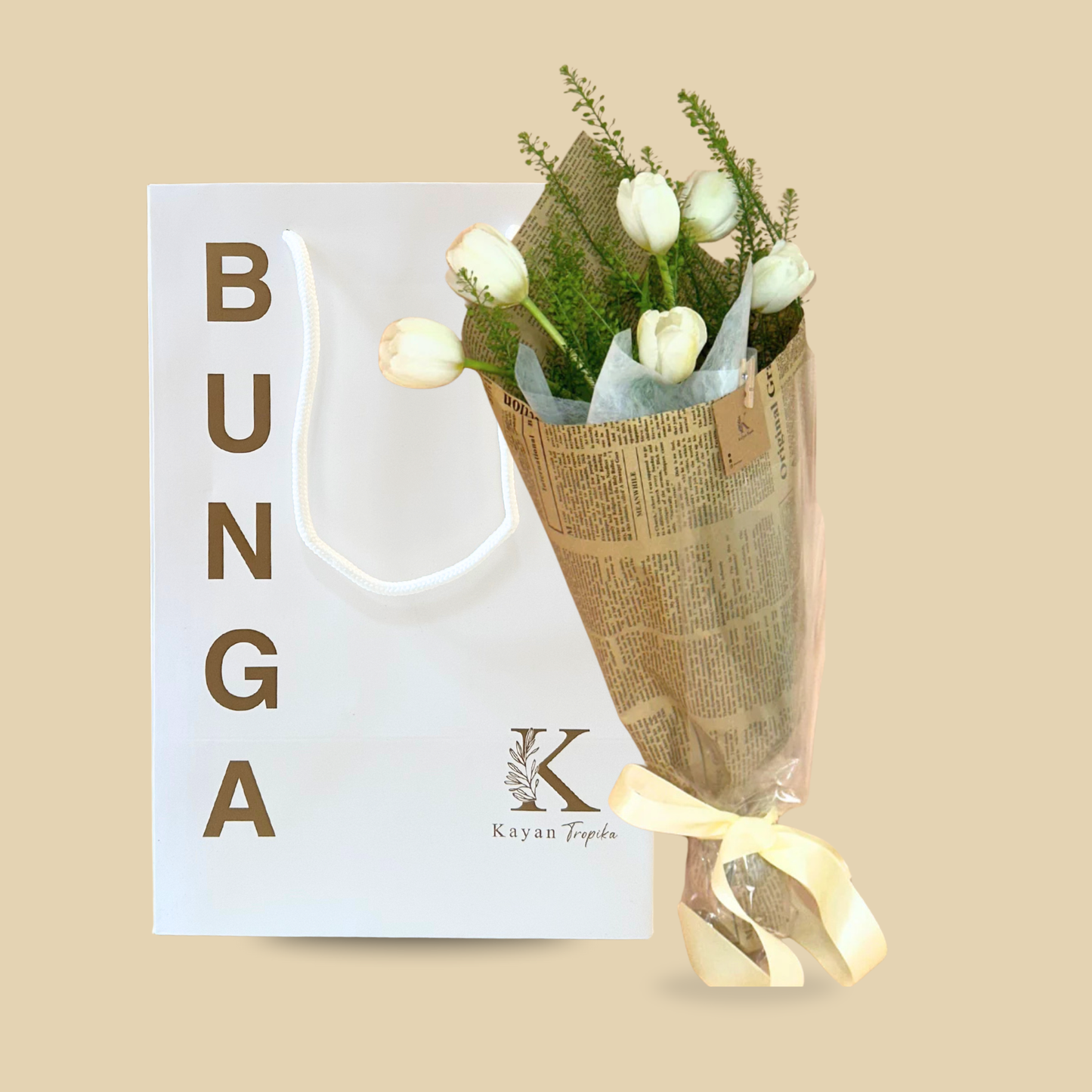 Noa II (10 Tulips) Newspaper Bouquet