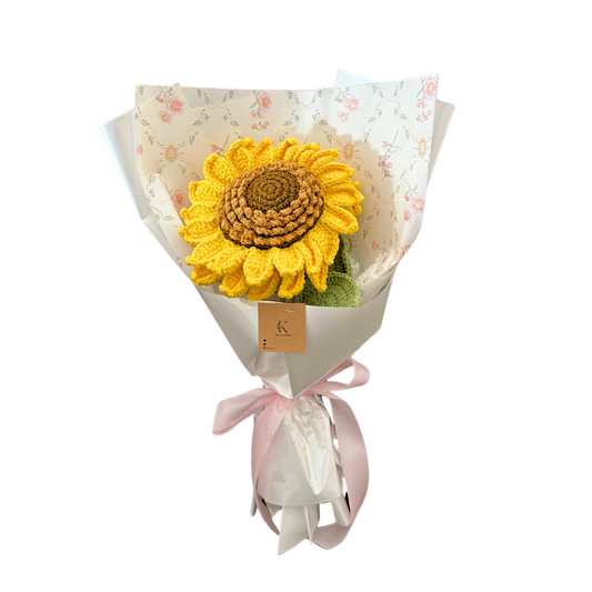 Single Sunflower Crochet Artificial Bouquet