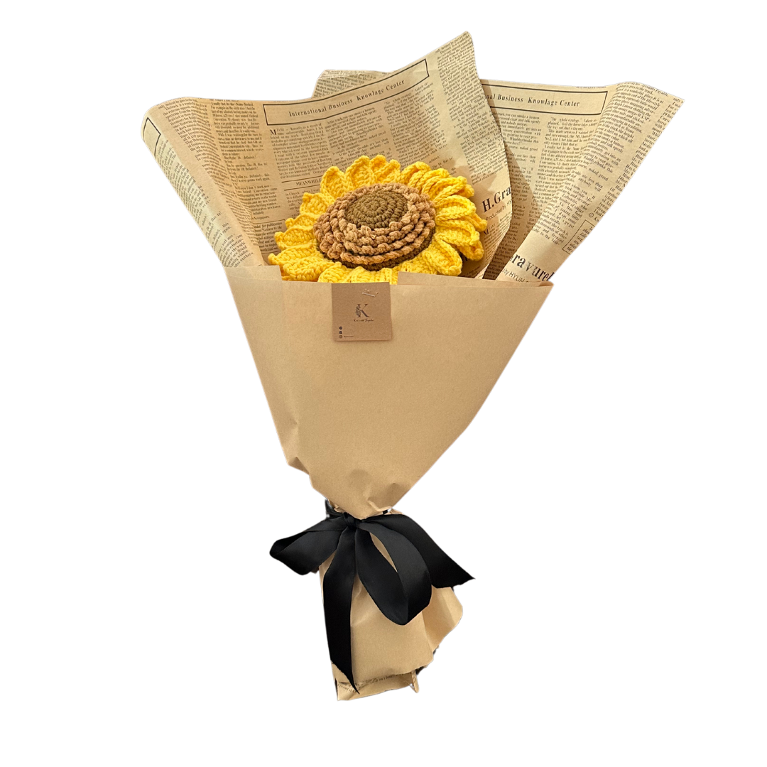 Single Sunflower (Vintage) Crochet Artificial Bouquet