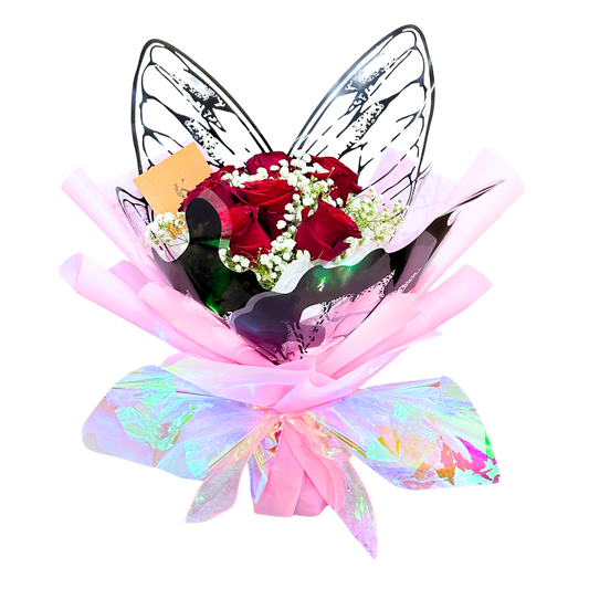 Liora Butterfly 10 Red Roses V's Bouquet