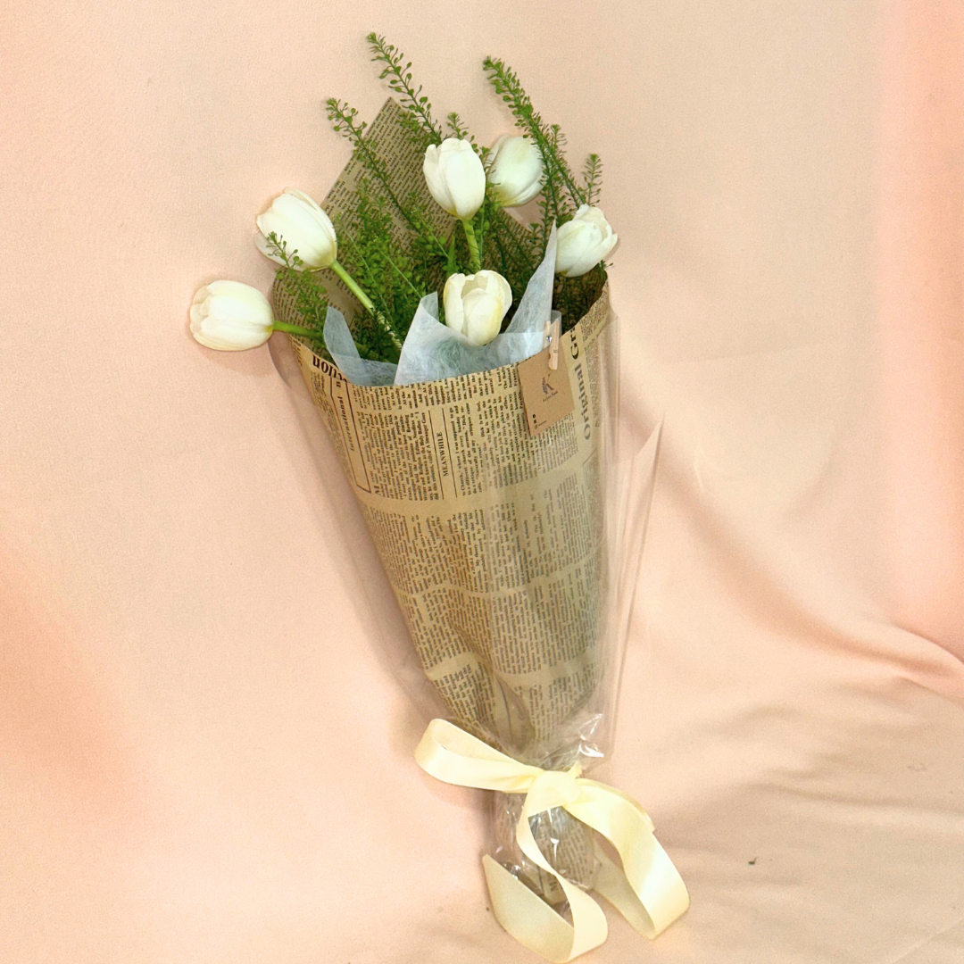 Noa II (10 Tulips) Newspaper Bouquet
